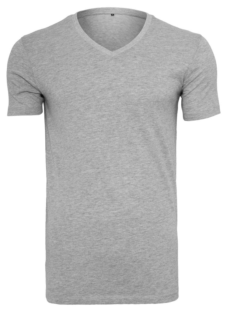 Build Your Brand - T-Shirt V-Ausschnitt für Herren/Damen Uni LT2003 (M) (Grau meliert)