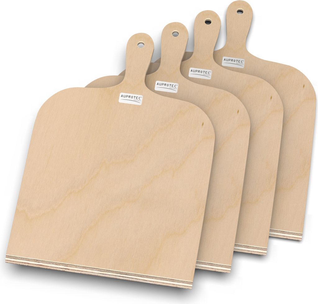 4er Set AUPROTEC Pizzaschaufel Modell Yves: Größe S 26 x 20 cm Holz Pizzaschieber Pizzabrett