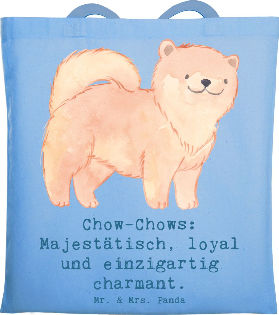 Mr. & Mrs. Panda Tote Bag Chow-Chow Charme - Sky Blue - Geschenk, chinesische Hunderasse, Hunde, Shopping Tasche, Schultasche, stolz, Hunderassen P...