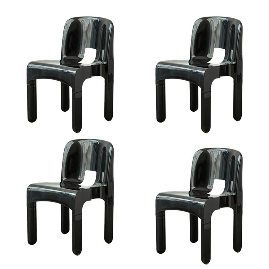 Stuhl Einfacher Stuhl Kunststoffstuhl Haushalts-Esszimmerstuhl Stuhl mit Rückenlehne Designerstuhl 4er Set Schwarz 42*48*71cm /ZGBOH43/