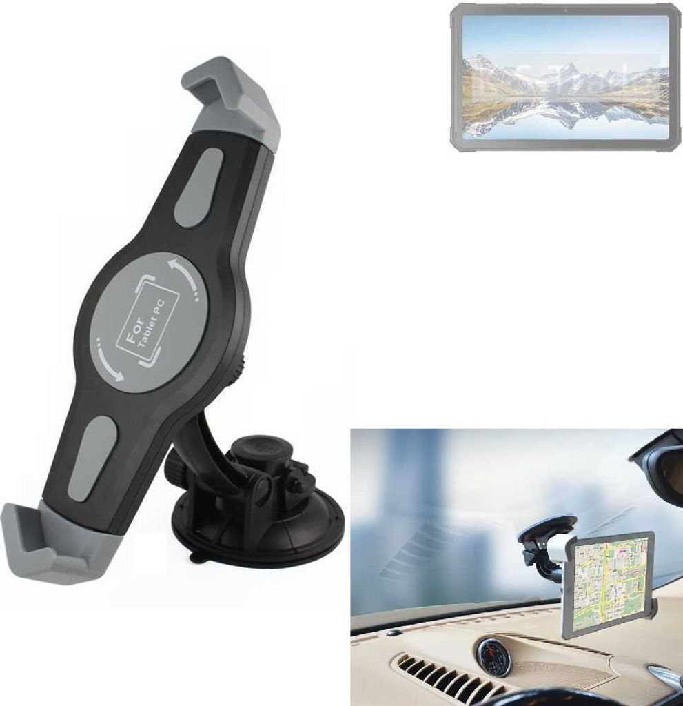K-S-Trade Scheiben-Halterung für Tablets kompatibel mit FOSSiBOT DT1 KFZ Tablet Saugnapf Auto Halterung Windschutzscheibe Holder Halter