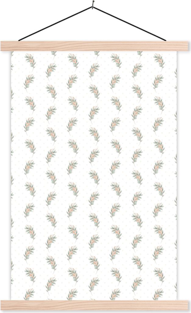 MuchoWow Textilposter Blumen - Stecklinge - Pastell 120x180 cm mit holzfarbenen Rahmen - Textil-Plakat