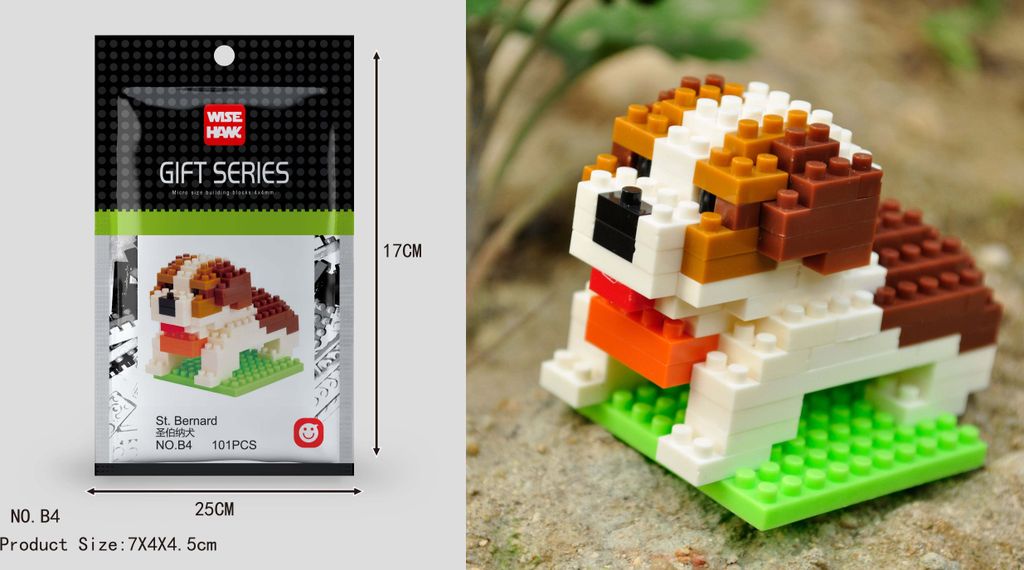Bernhardiner Hund Figur Bausteine Modell LNO Micro-Bricks