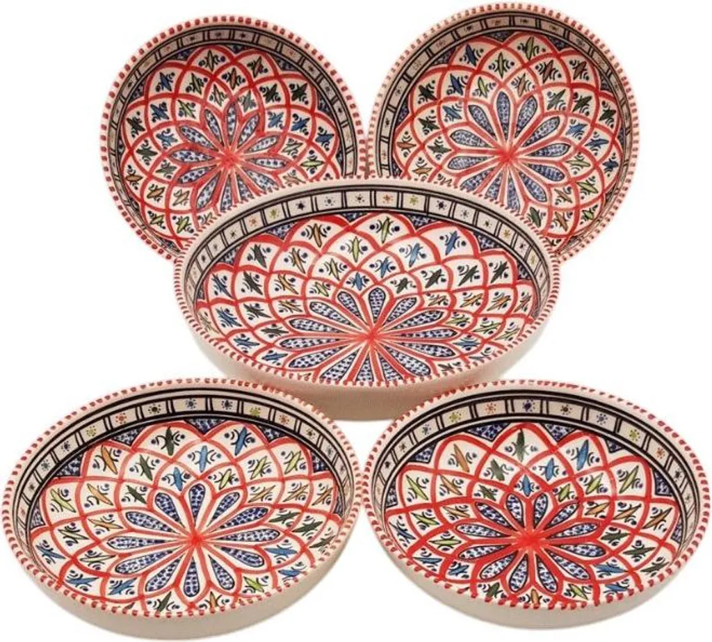Set Servizio Couscous per 4 Red Bakir - Ceramica Dipinta a Mano Rossa