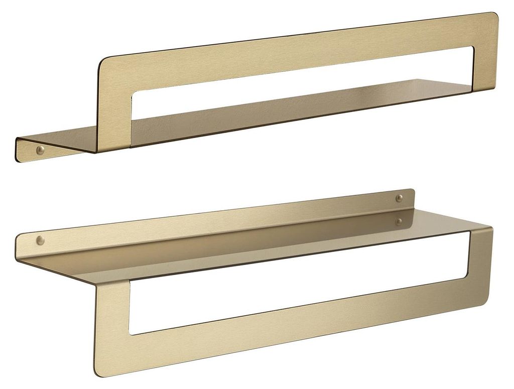 Duschablage mit Handtuchhalter 50 cm aus Edelstahl mattgold, Schraubmontage, Camelia