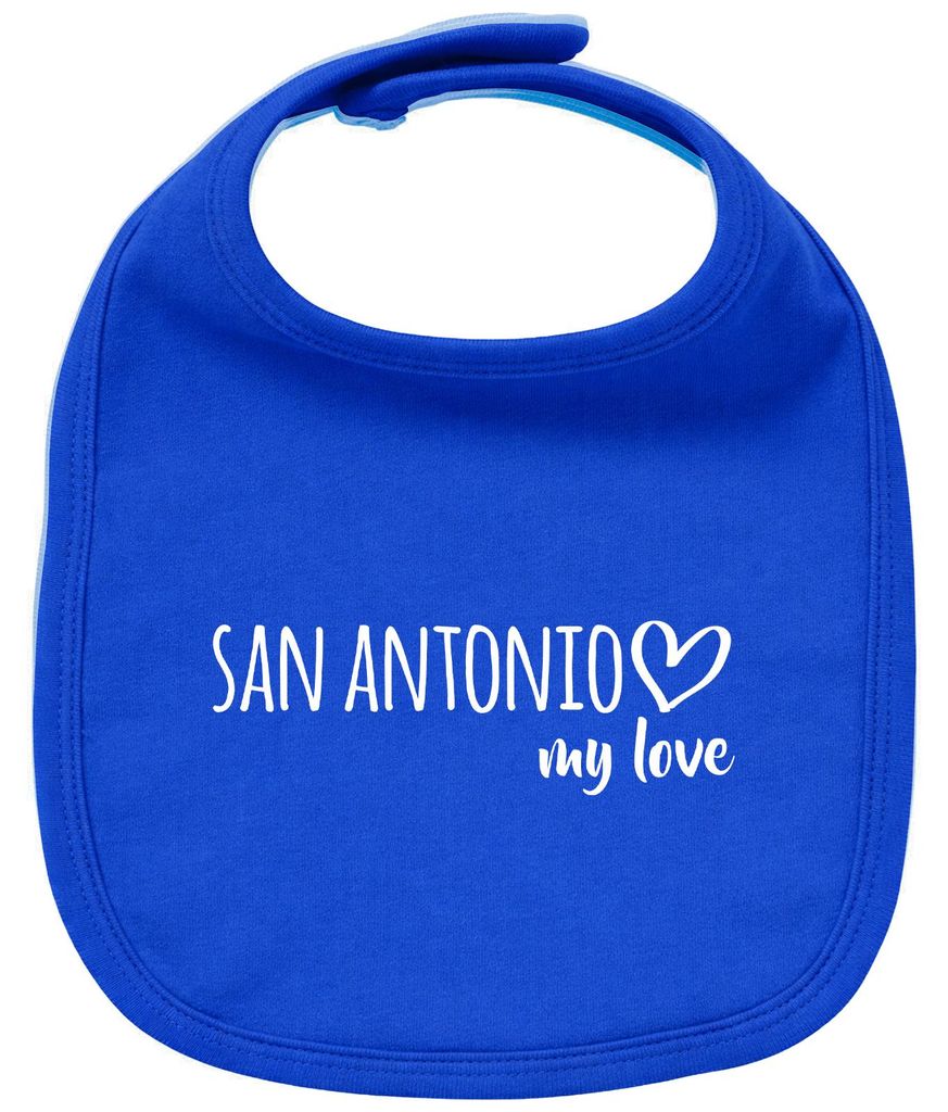 Huuraa Baby Lätzchen San Antonio my love Royal Blue Klettverschluss Baumwolle Latz Geschenkidee
