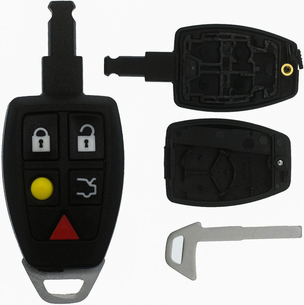 Auto Schlüssel Funk Fernbedienung 1x Smartkey Gehäuse + 1x Notschlüssel Rohling kompatibel mit Volvo