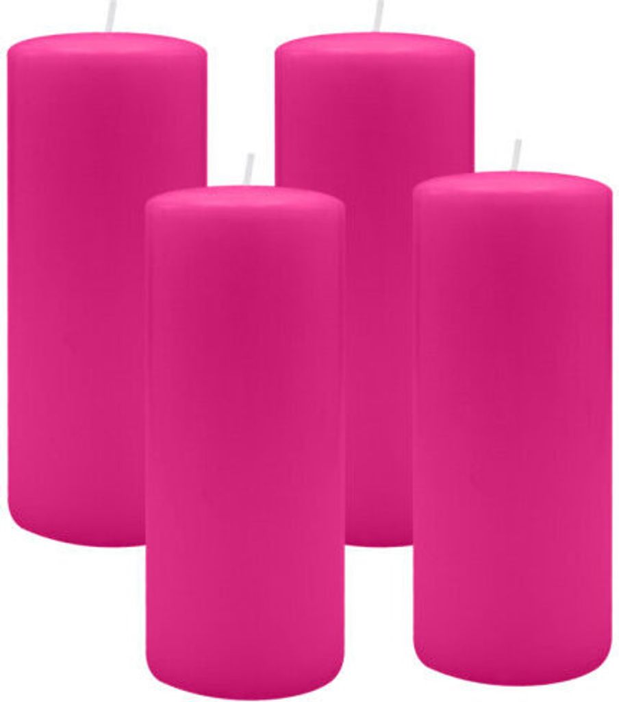 4er Set Adventskranzkerzen Fuchsia Pink Ø 60 x 200 mm