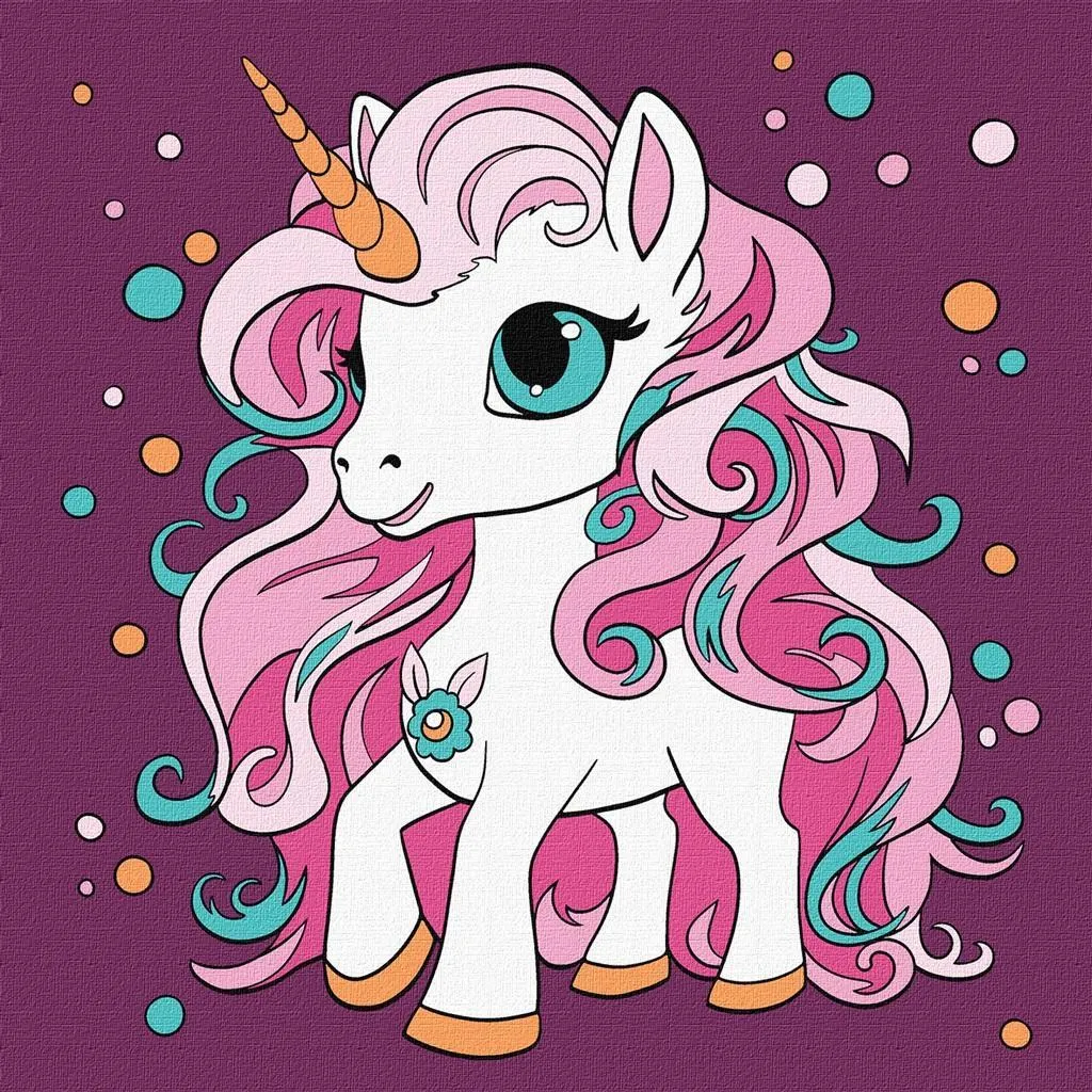 Kit Peinture par Numéros Licorne 25x25 - Toile tendue et pinceaux
