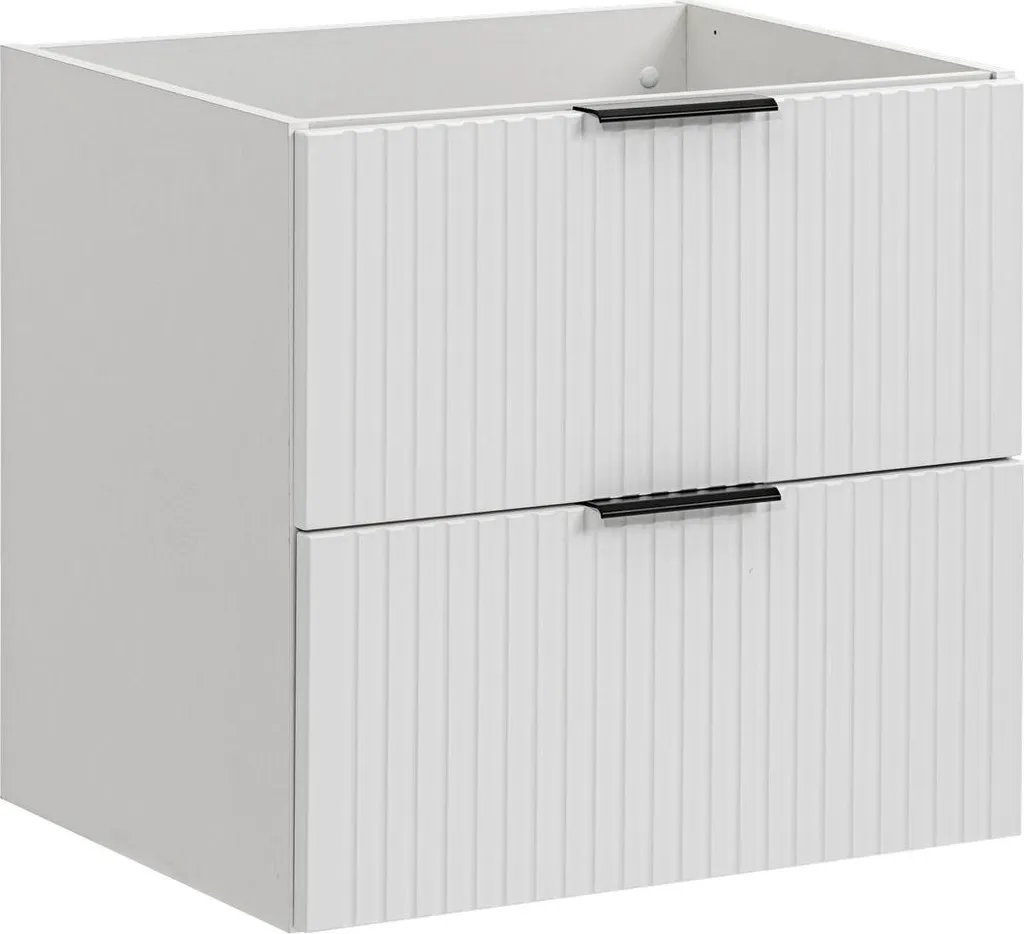 Meuble de salle de bain 60cm Adel - Finition Blanc Brillant et Noir Mat