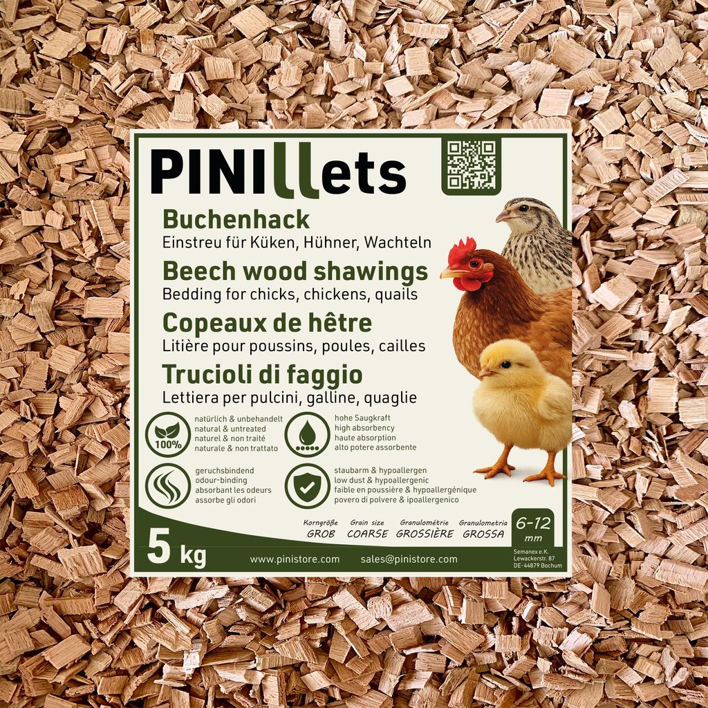 PINI Buchenhack 5 kg staubfreie hygienische Einstreu grob Produktbild 
