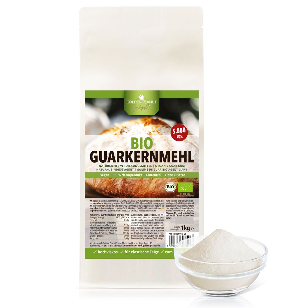 GOLDEN PEANUT Guarkernmehl 5000 cps. BIO 1 kg - Guar Gum, Produktbild 