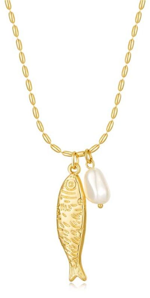 Einzigartiger Fisch-Anhänger mit Perlen: Stilvolles, minimalistisches Design für Strand & Urlaub. Perfektes Accessoire für den individuellen Look