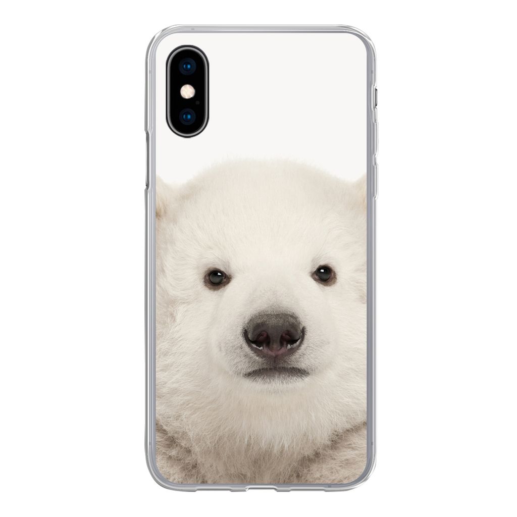 MuchoWow Handyhülle Schutzhülle Hülle für iPhone X Eisbär - Tiere - Weiß - Kinder - Jungen - Mädchen Silikon Softcase Handy Hülle - Handy...