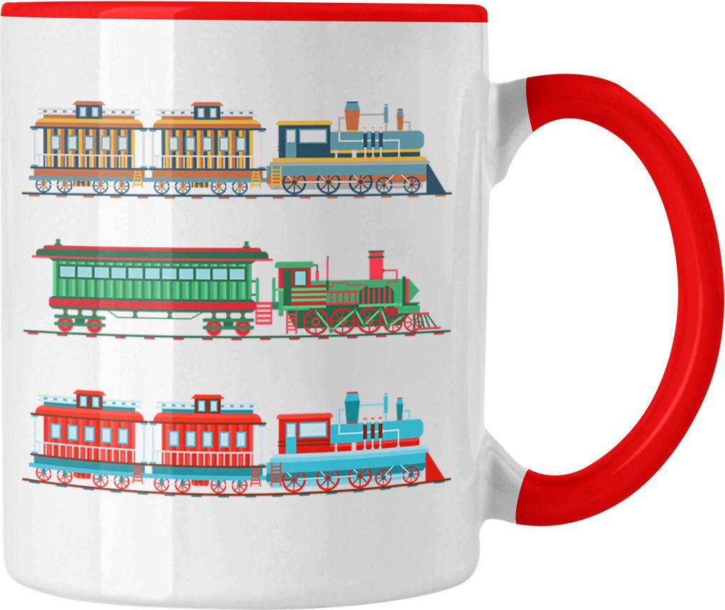 Trendation - Züge Tasse Geschenk Eisenbahner Lokführer Spruch Lokomotive Geschenkidee Eisenbahn Modelleisenbahn (Rot)