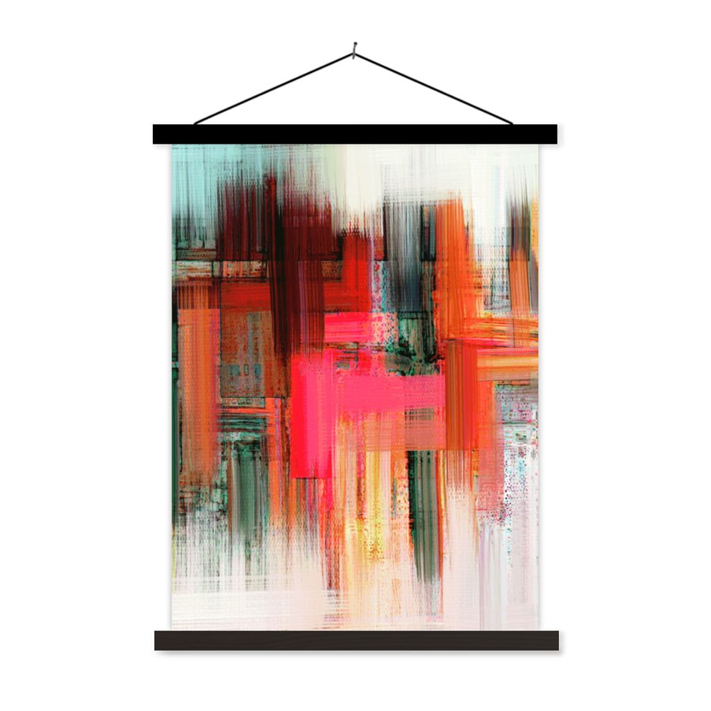 MuchoWow Textilposter Ölgemälde - Abstrakt 120x160 cm mit schwarzem Rahmen - Magnetischer