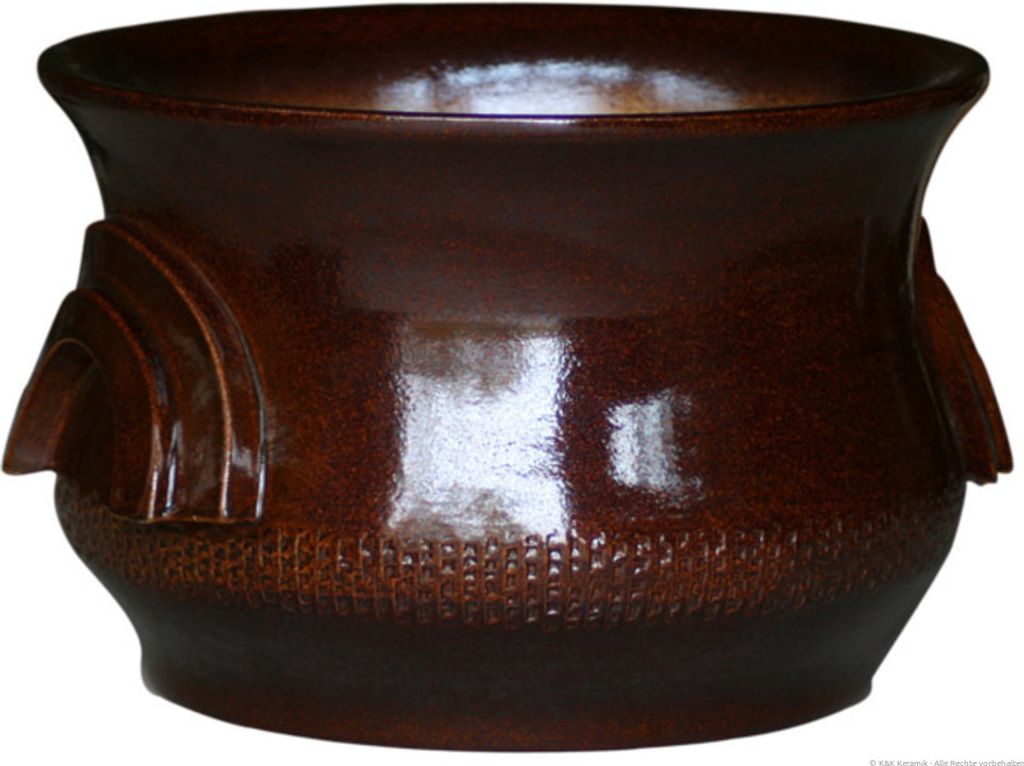 KERAZO Blumentopf Pflanzkübel Eilenburg 35x24 cm robust, frostfest, standfest, Farbe: braun-glänzend