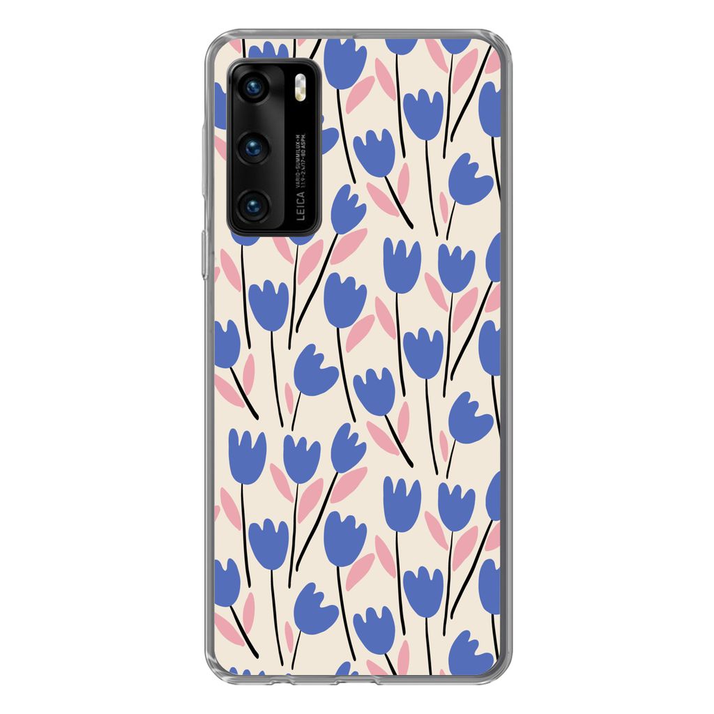 MuchoWow Handyhülle Schutzhülle Hülle für Huawei P40 Blume - Muster - Tulpe Silikon Softcase Handy Hülle - Handytasche