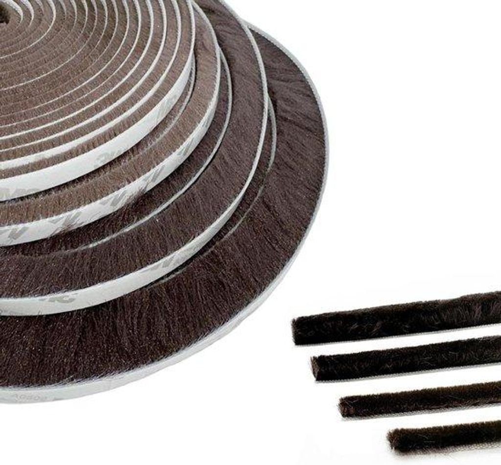 Selbstklebender Dichtungsstreifen 5m lang 9mm breit braun für Rolladen und Schiebetüren