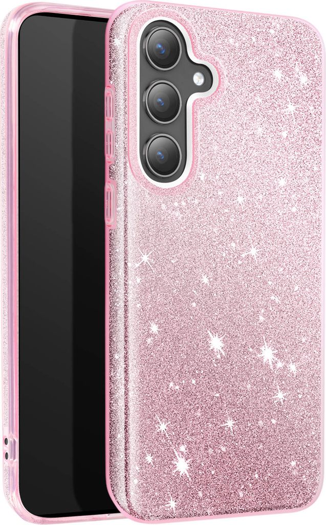 Avizar, Glitzernde Silikonhülle für Samsung S24 / S25 – Ultradünn und stoßfest, Rosa