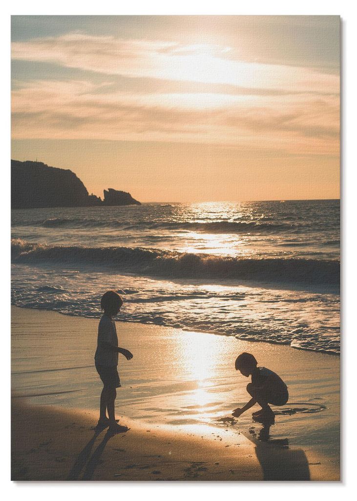 POSTER - 21x29 cm (A4) - Artland - Kinder am Strand bei Sonnenuntergang - Wandbild für Wohnzimmer Schlafzimmer & Flur, Modernes Poster Wanddeko, U...