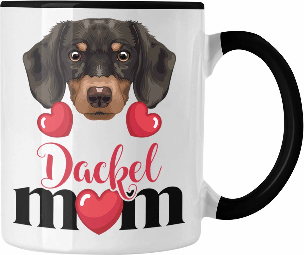 Trendation - Dackel Besitzer Mom Mama Tasse Geschenk Lustiger Spruch Geschenkidee Dackel Besitzerin (Schwarz)