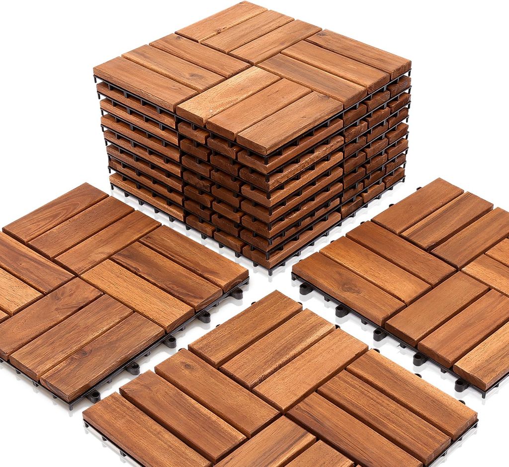 Ikodm 6m² Akazienholz Terrassenfliesen 30x30cm 66 Stück Produktbild 