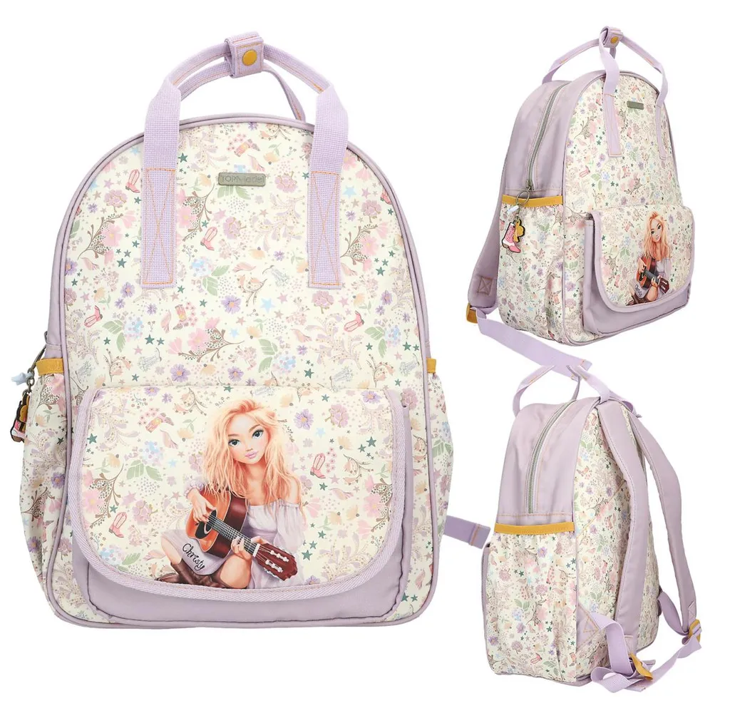 Grand sac à dos TOPModel Cowgirl à motifs tendance violet et crème