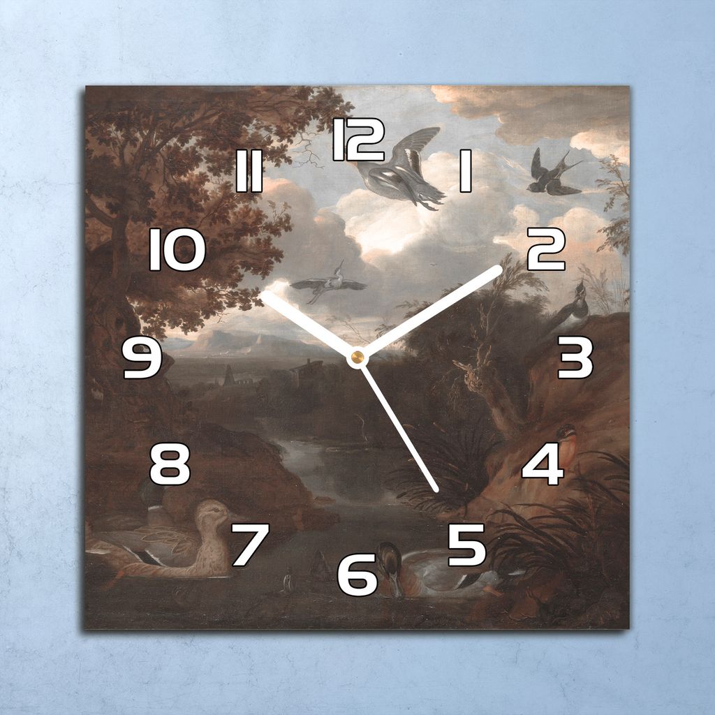 Deko Glasuhr Wanduhr 30x30 Vögel Malerei Quarz Küchenuhr Bürouhr