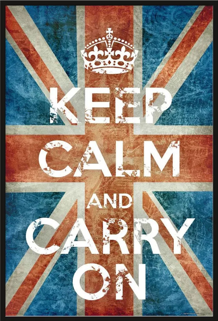 Affiche Keep Calm Union Jack Vintage Cadre Shinsuke Noir Vitre Acrylique