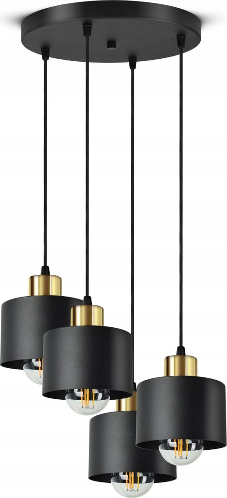 LUXOLAR - Led Pendelleuchte - 4 flammig Deckenleuchte Schwarz Gold E27 60W - Hängelampe wohnzimmer für Wohnzimmer, Küchen