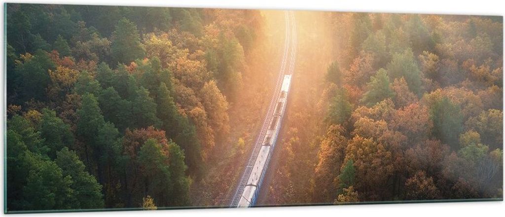 Bilder auf glas - Einteilig - Bahn Herbst So - 140x50cm - Glasbilder - Wandbilder - Bilder - zum Aufhängen bereit - Wanddekoration aus Glas - Glas...