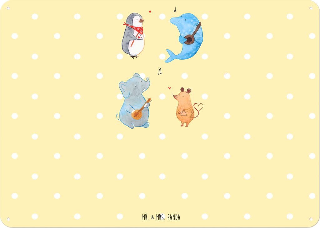 Mr. & Mrs. Panda Schild Big Band DIN A3 - Gelb Pastell - Geschenk, Musik, Hund, Magnetschild, Lustige Sprüche, Pinguin, Türschild, tafel, Maus, B...