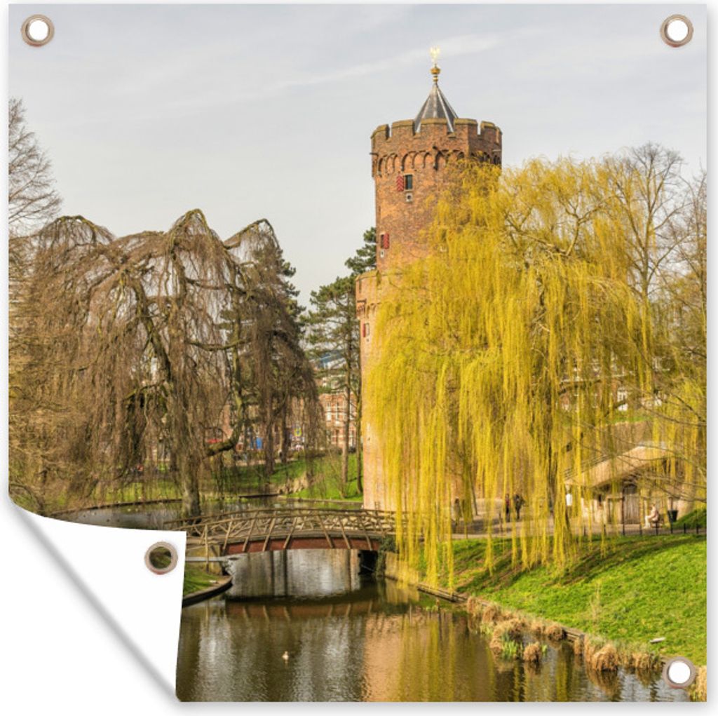 MuchoWow 50x50 cm Outdoor-Poster Gartendeko Sichtschutz Garten Poster für den Garten Wasser - Baum - Nijmegen