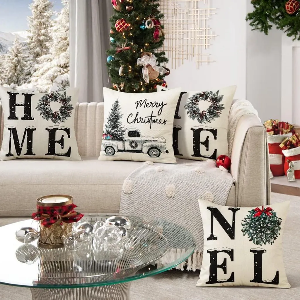 Set Di 4 Federe Natalizie Per Presepe - 45,7x45,7 Cm