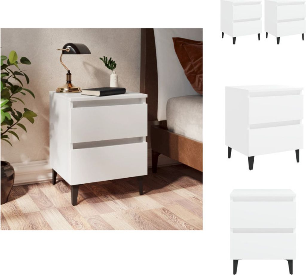 vidaXL Nachttische 2 Stk. Weiß 40x35x50 cm Holzwerkstoff - Nachttische