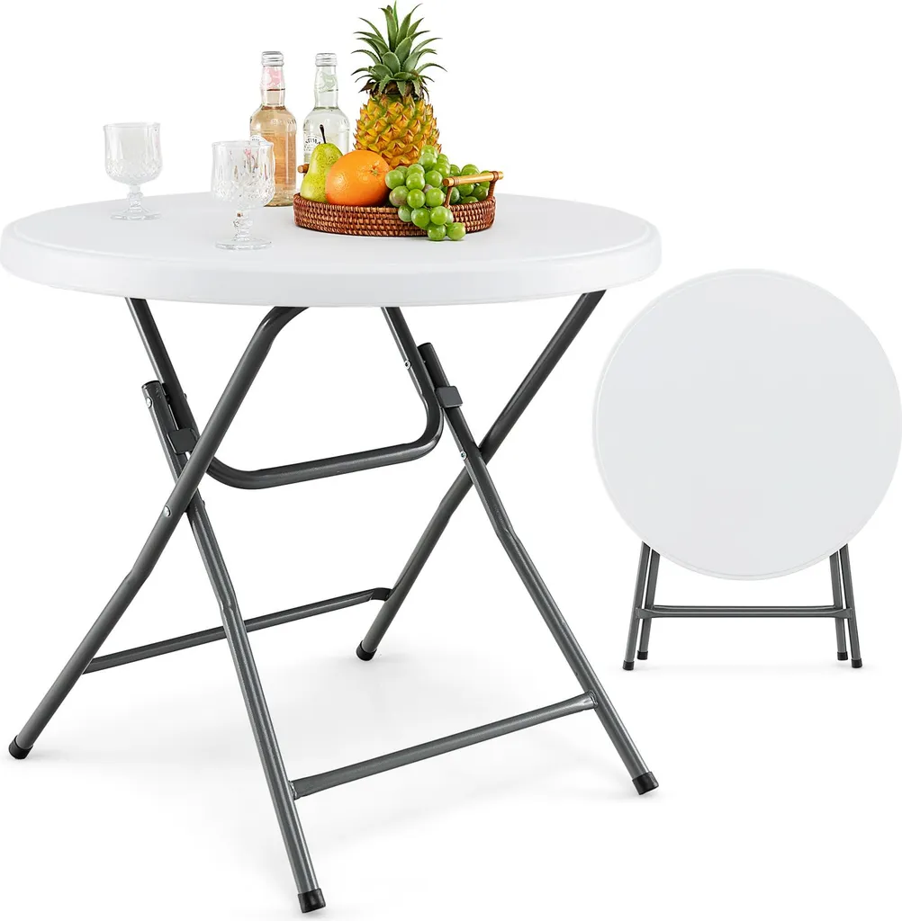 Table pliante de balcon Ø81cm : gain de place et entretien facile en blanc