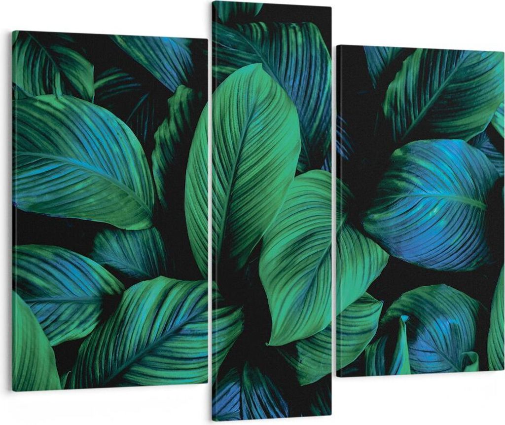 Bild auf Leinwand - Leinwandbild - 3 Teile - Blätter Pflanzen Exotik - 95x80cm - Wand Bild - Wanddeko - Wandbilder - Leinwanddruck - Bilder - Wand...