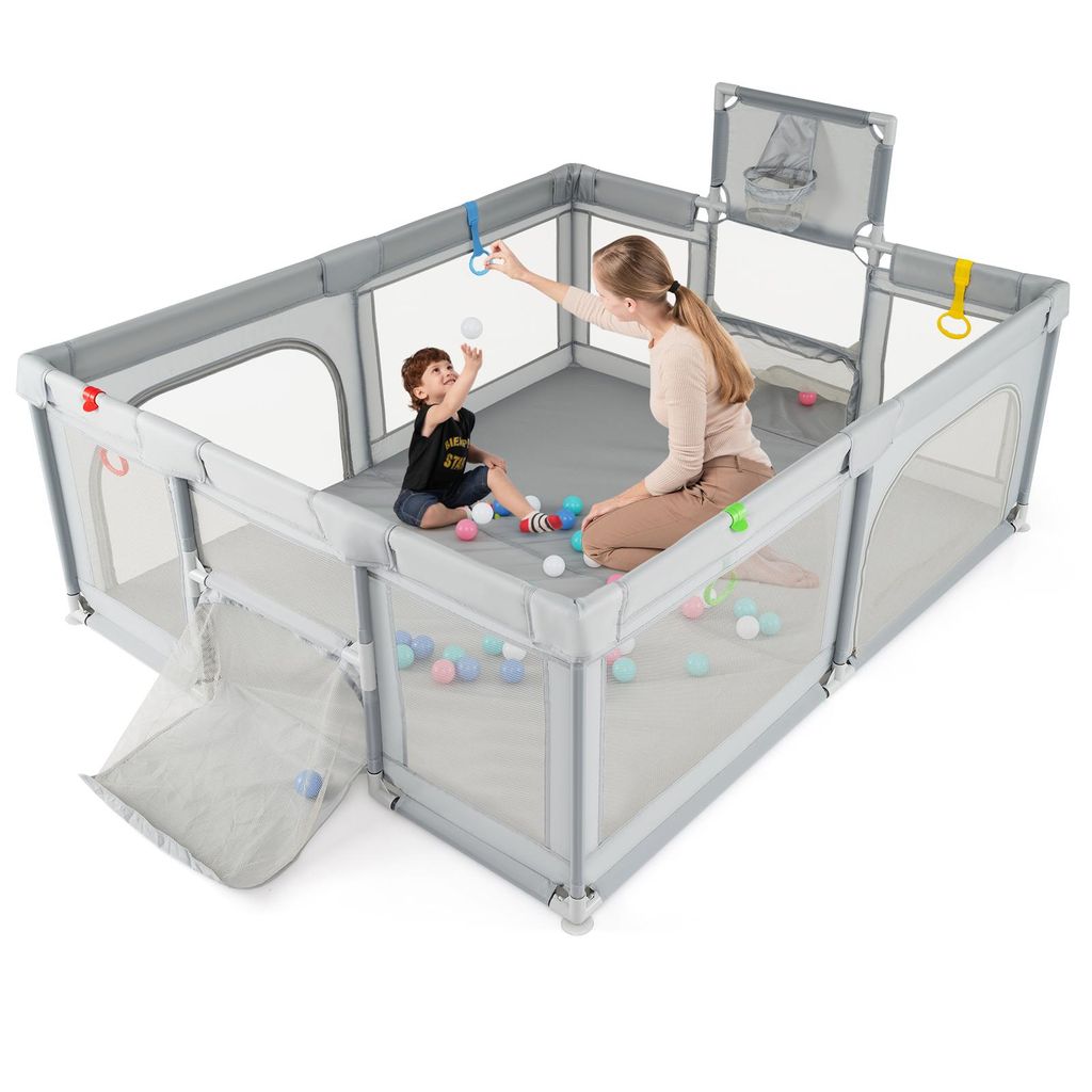 COSTWAY Laufstall Baby Faltbar, Laufgitter mit Netz, Produktbild 