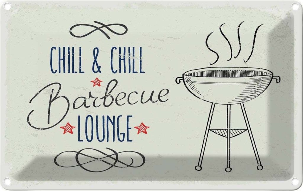 vianmo Blechschild 12x18 cm Chill & Chill Barbecue Lounge