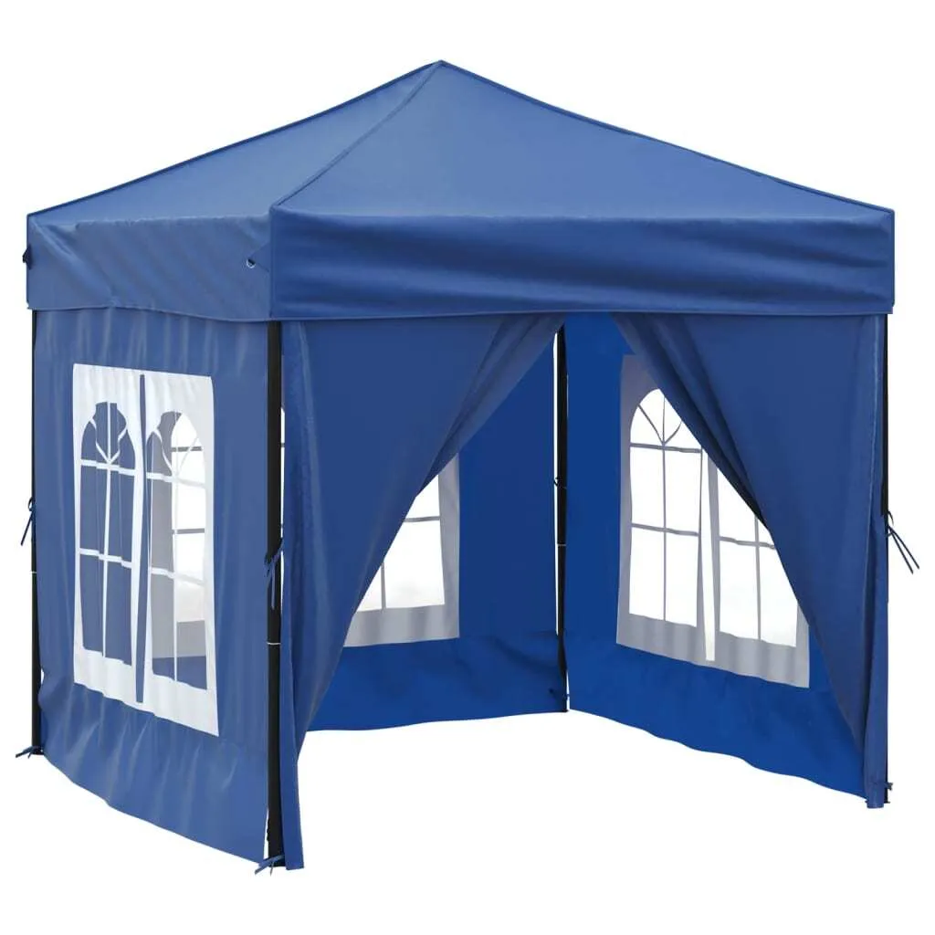 Tente de marché pliante 2x2 m bleue avec parois pour stand foire