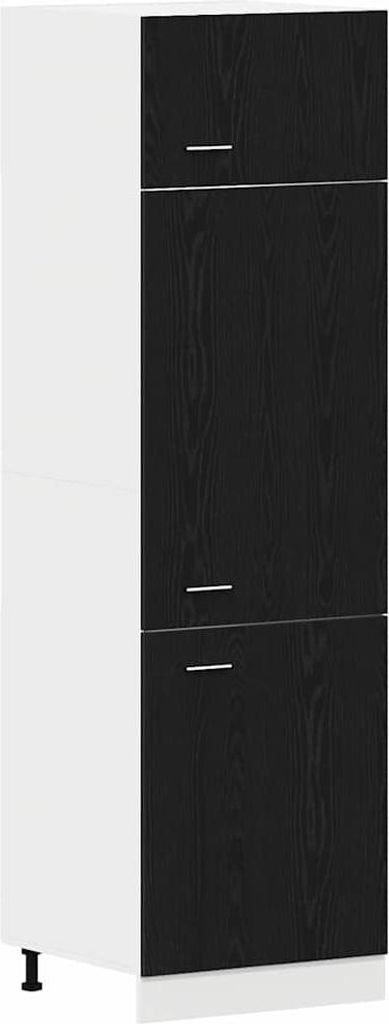 SYFAX Kühlschrankschrank Riga Schwarz Eichen-Optik 60 x 57 x 207 cm