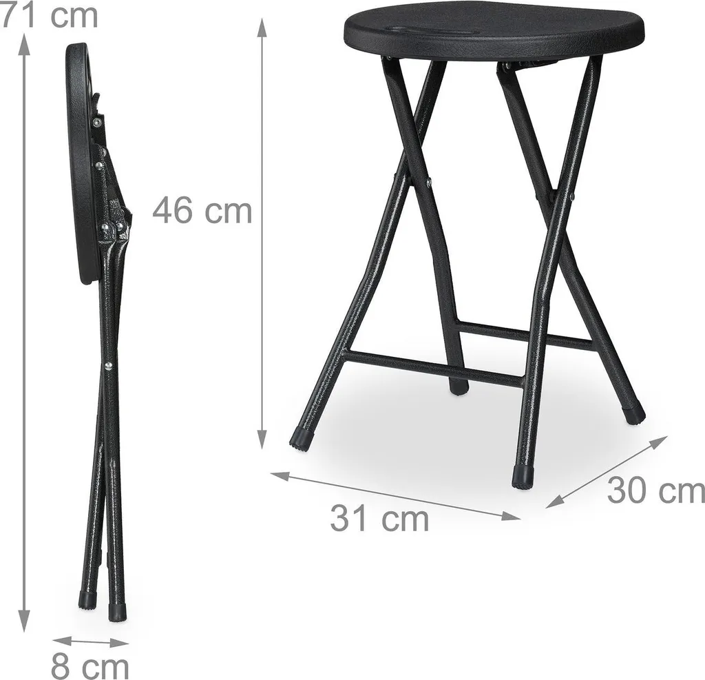 Tabourets pliants 2 pièces structure acier avec assise confortable - 4
