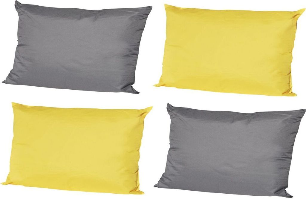 JACK 4x Outdoor Lounge Kissen 30x50cm viele Farben Dekokissen inkl. Füllung Wasserfest Sitzkissen Garten Stuhl, Farbe:2x Gelb - 2x Anthrazit