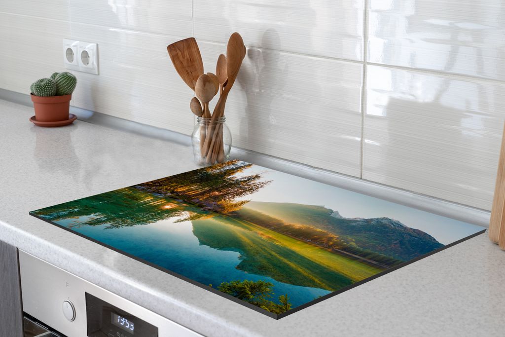 MuchoWow Herdabdeckplatte Für Induktion & Ceranfeld – 3D Gold Design, Spritzgeschützt & Kratzsicher