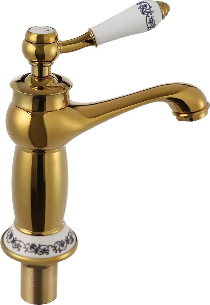 Miscelatore Lavabo Oro Vintage: Design Retrò in Ottone e Porcellana