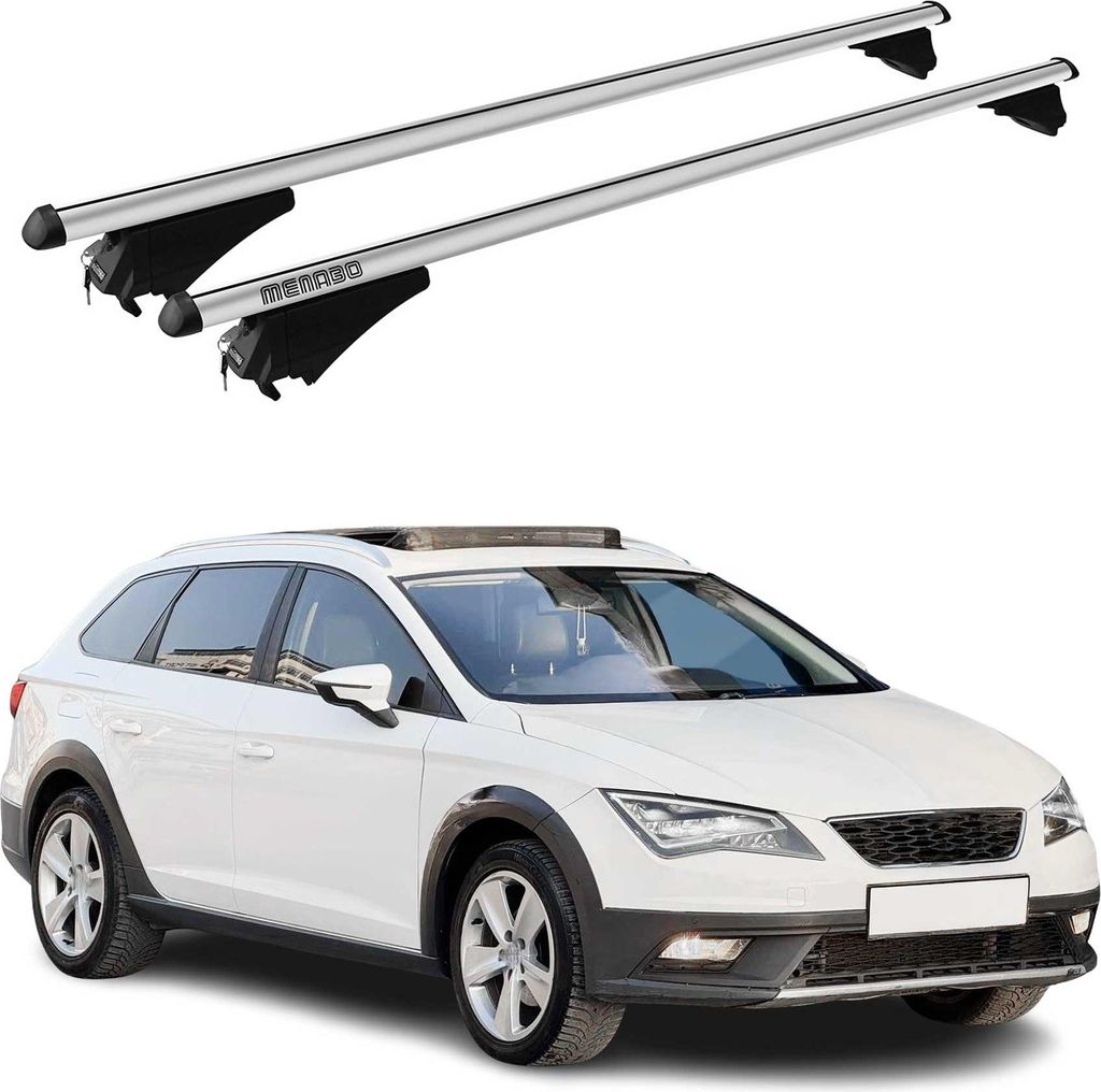 Menabo Grundträger Dachträger für Seat Leon X-Perience ST 2014-2020 Alu Grau