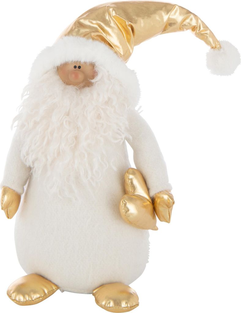 J-Line Weihnachtsmann Goldherz Polyester Weiß/Goldfarben Large