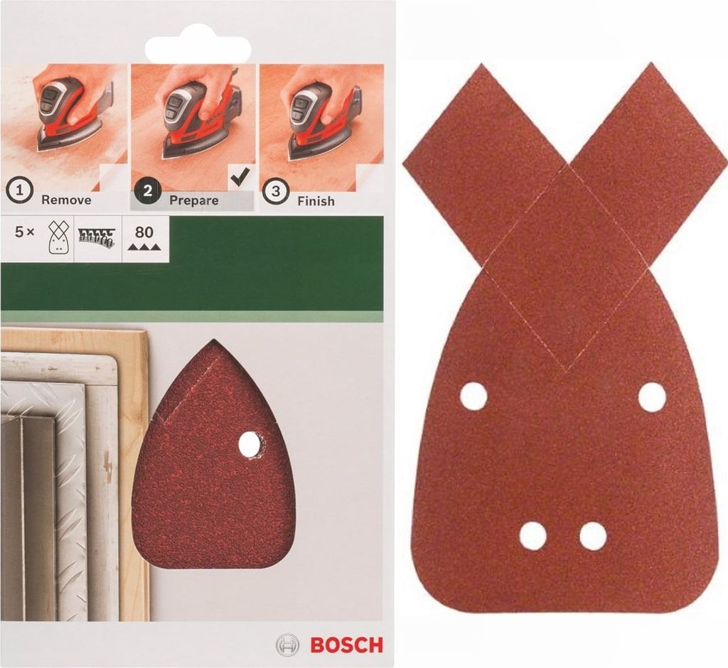 Bosch Schleifblatt 5 Stk, 95 x 135 mm K 80 für Black + Produktbild 