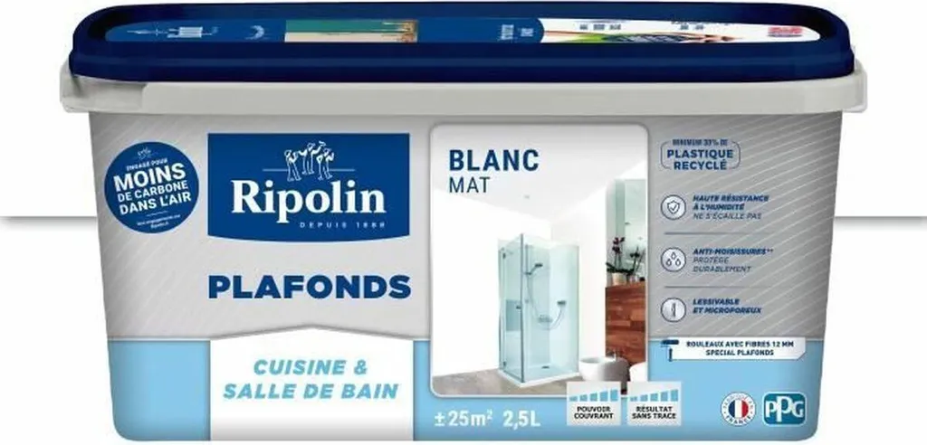 Peinture Ripolin Blanc Mat - Finition Sans Traces pour Murs Difficiles - 2